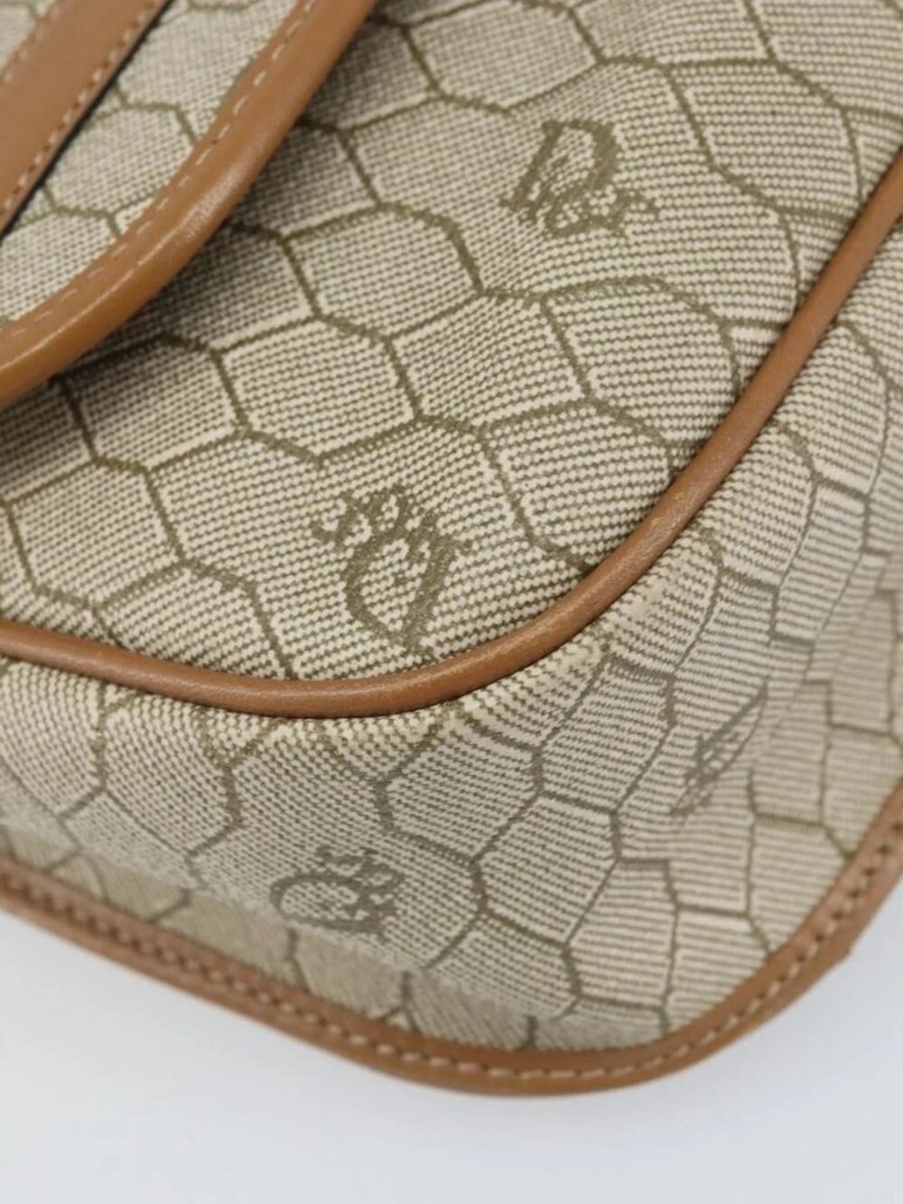 Christian Dior Honeycomb Canvas Shoulder Bag PVC Beige Gold Auth ka2352 - Picture 11 of 15